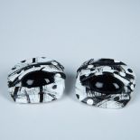 Chunky Modern Black & White Clip-On Earrings
