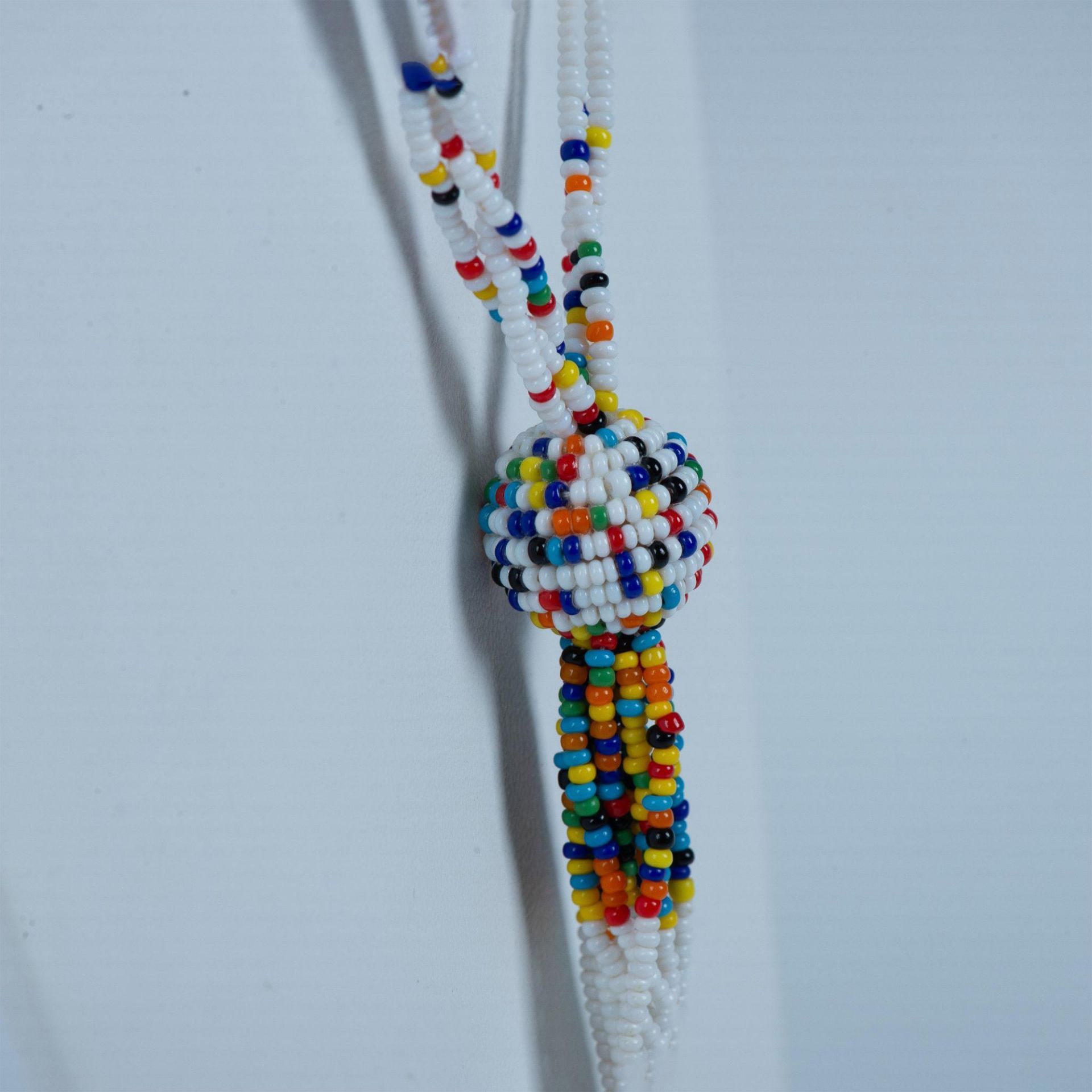 Native American Colorful Handmade Beaded Tassel Necklace - Image 3 of 4