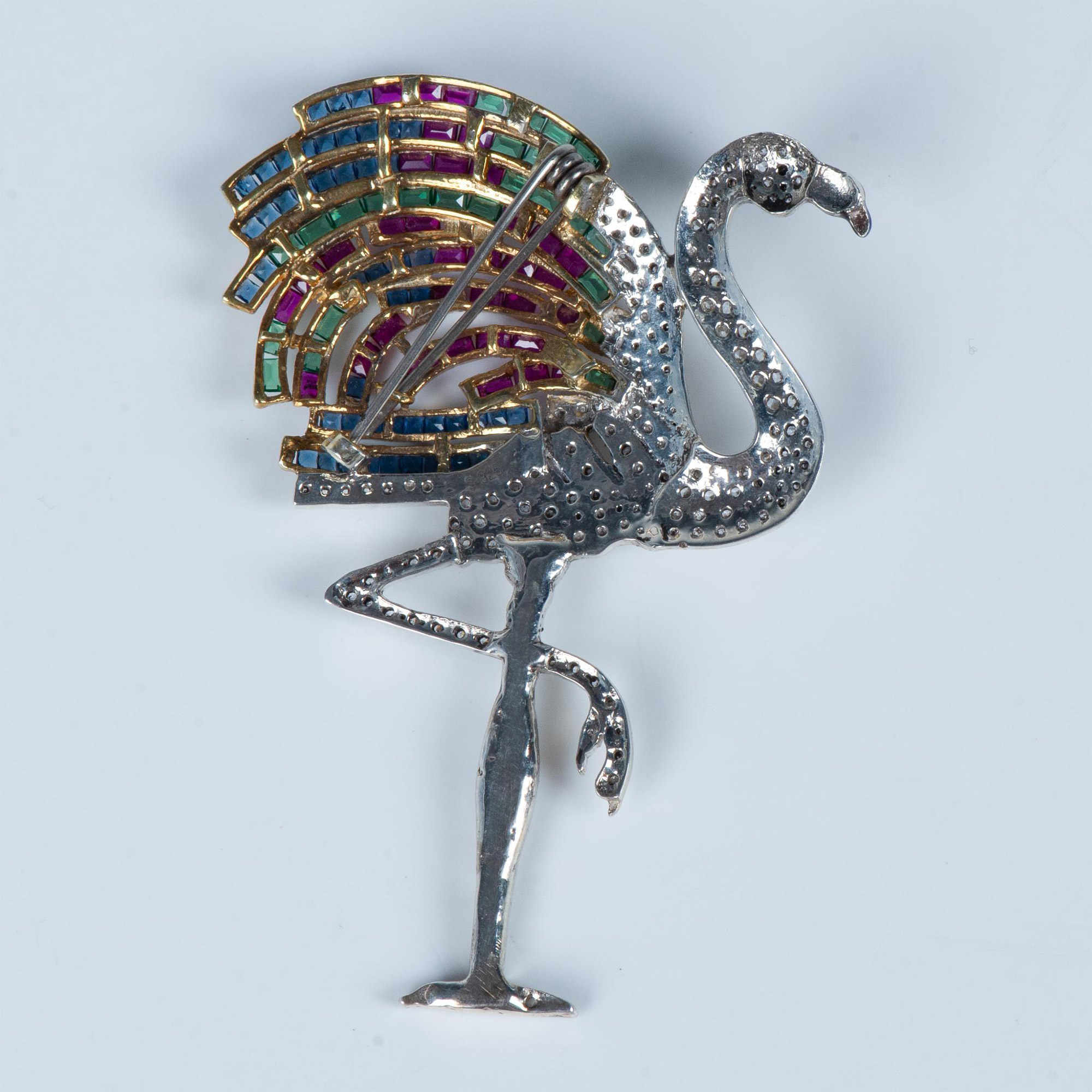 Sterling Silver and Swarovski Crystal Flamingo Brooch - Image 2 of 5