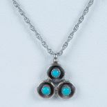 Cute Small Sterling Silver & Turquoise Necklace