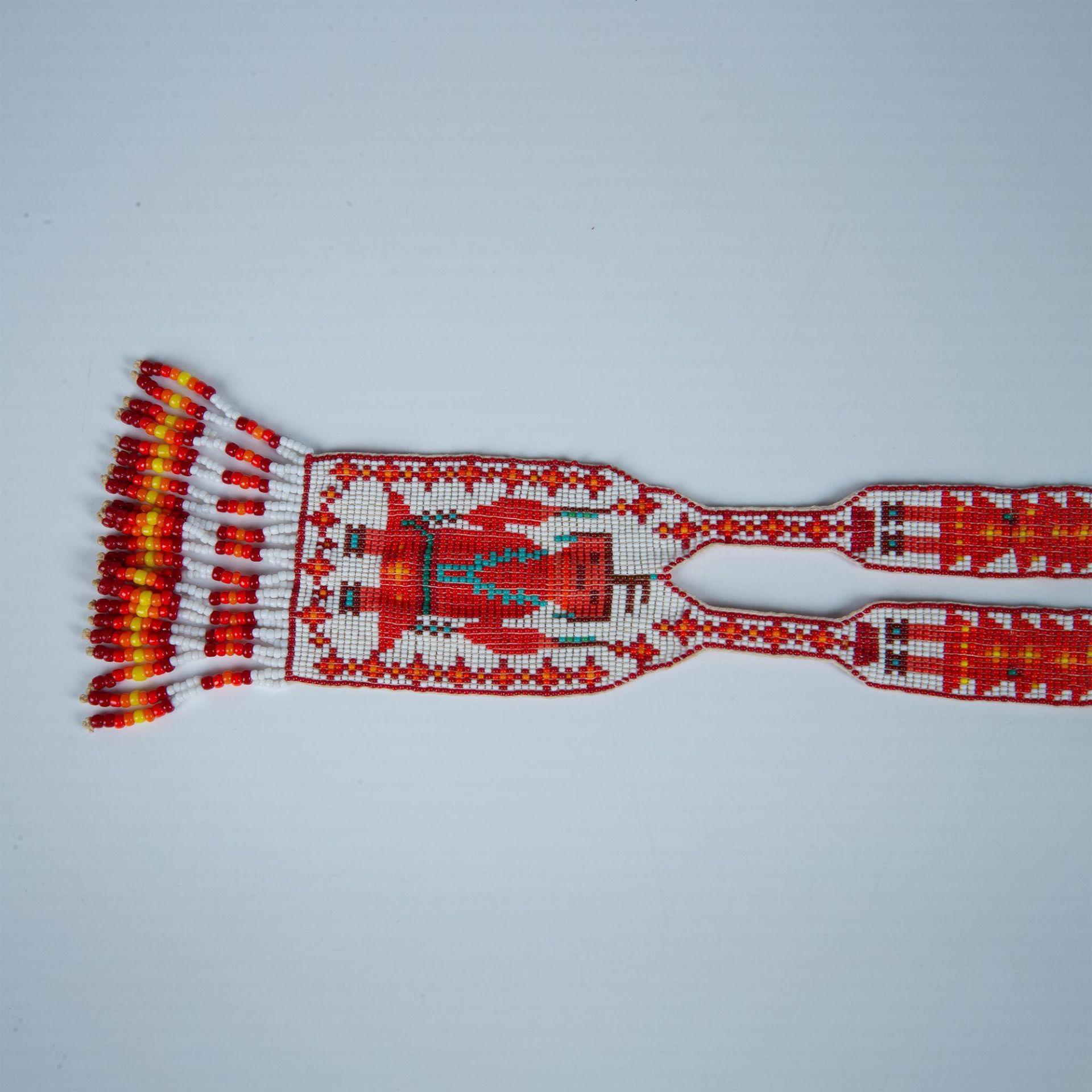 Bold Native American Intricately Hand-Woven Bead Necklace - Image 3 of 4