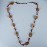 Colorful Long Wood Bead Necklace