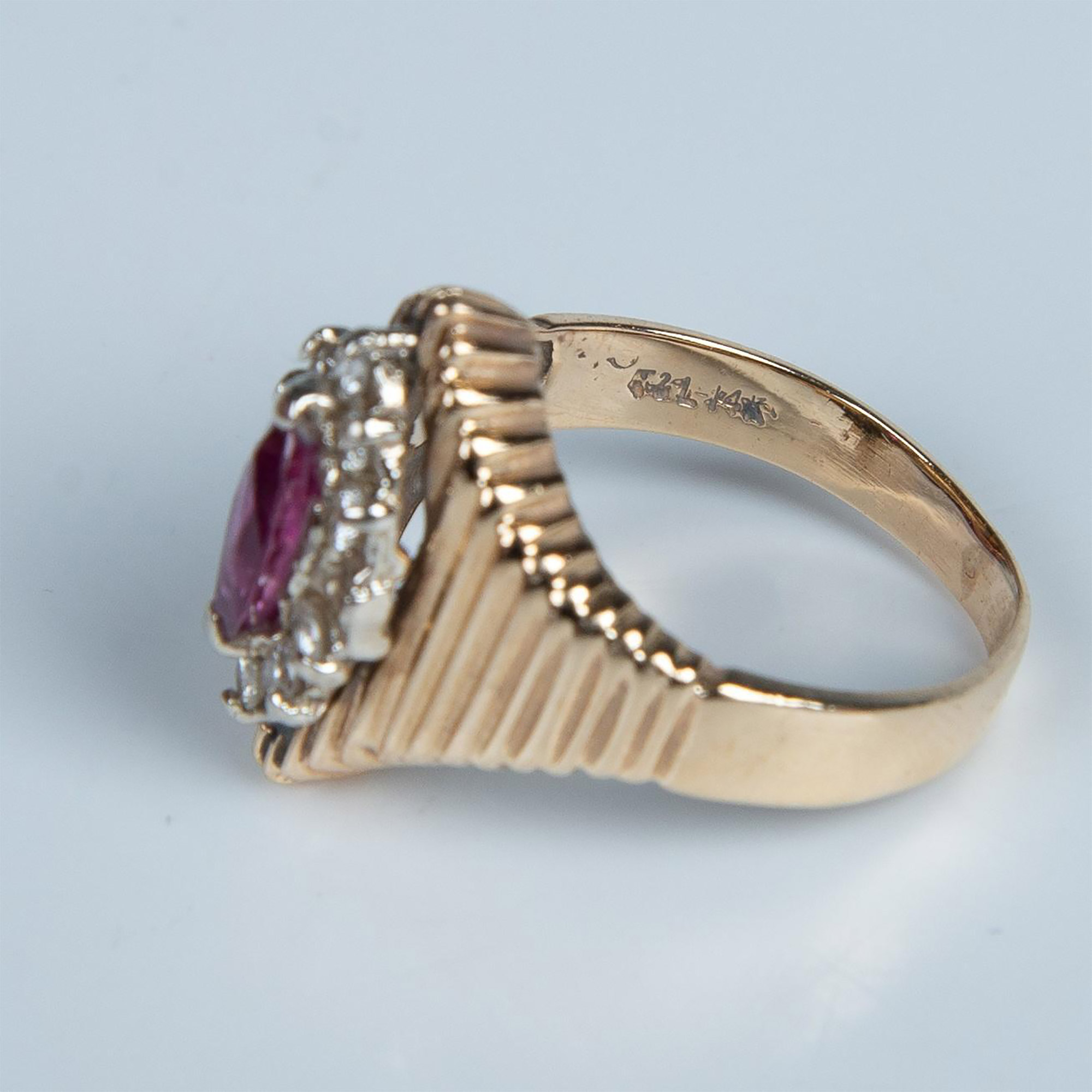 Pretty 14K Gold Plated Ruby & Diamond Ring - Image 3 of 5