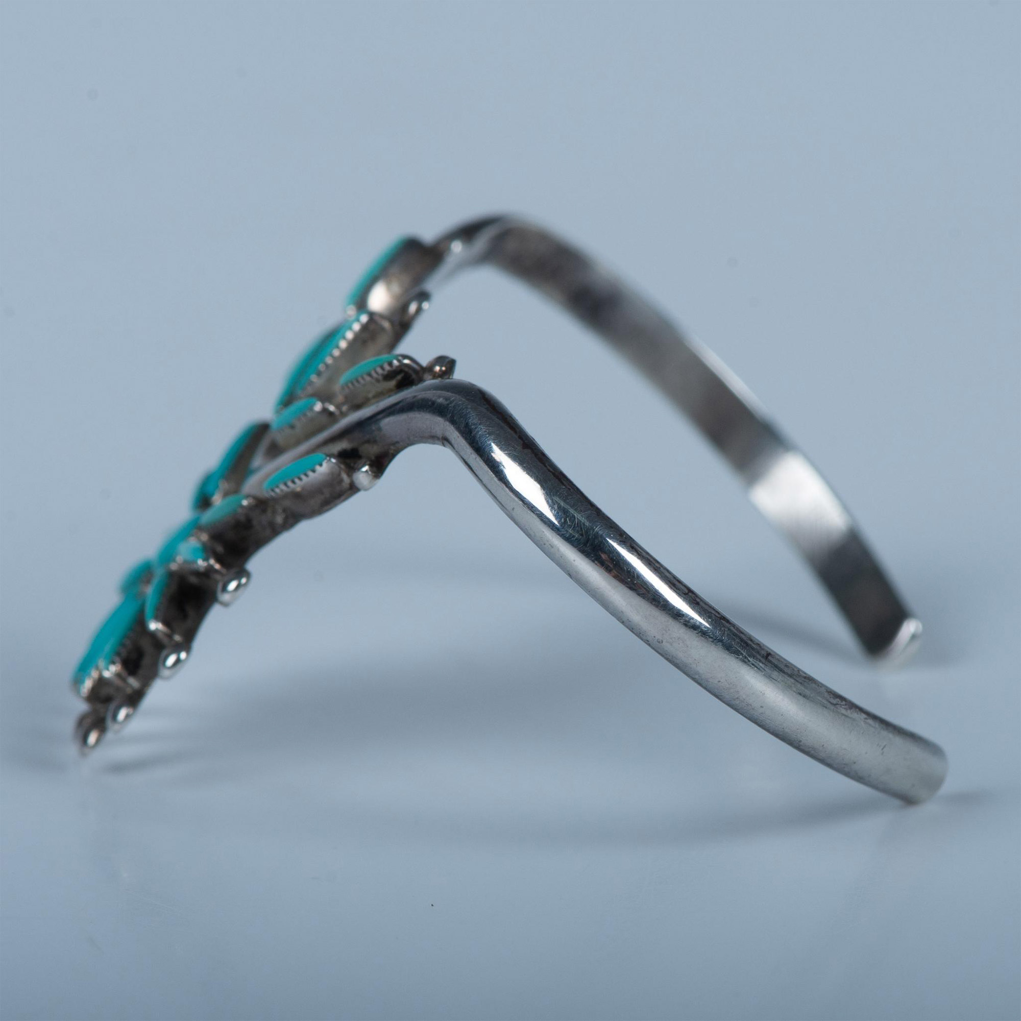 Evans Waatsa Zuni Turquoise & Sterling Unique Cuff Bracelet - Image 5 of 8