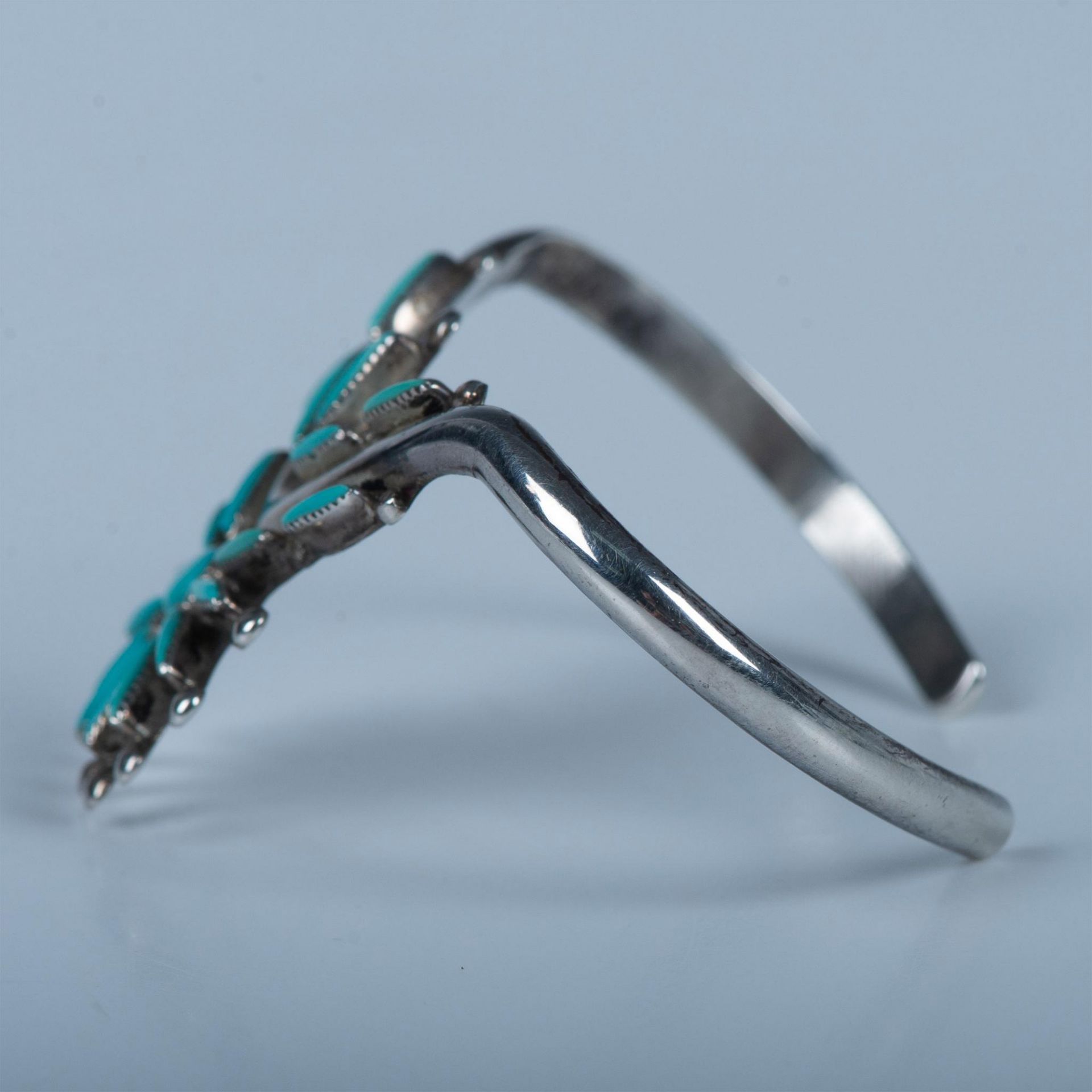 Evans Waatsa Zuni Turquoise & Sterling Unique Cuff Bracelet - Bild 5 aus 8