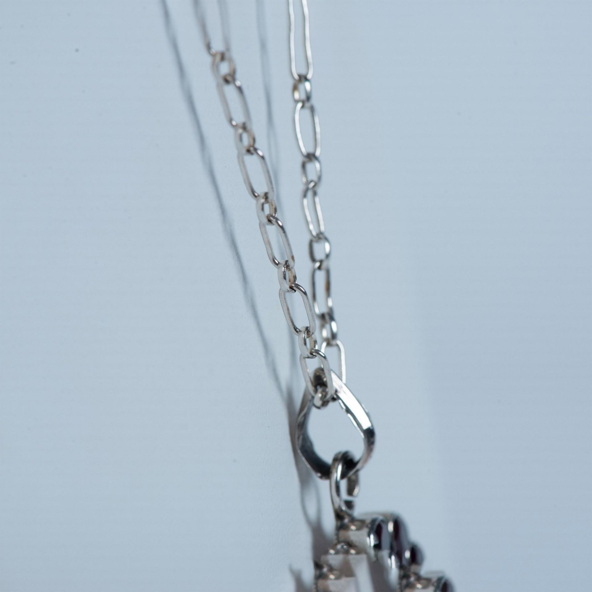 Vintage Sterling Silver, Moonstone & Garnet Pendant Necklace - Image 3 of 7
