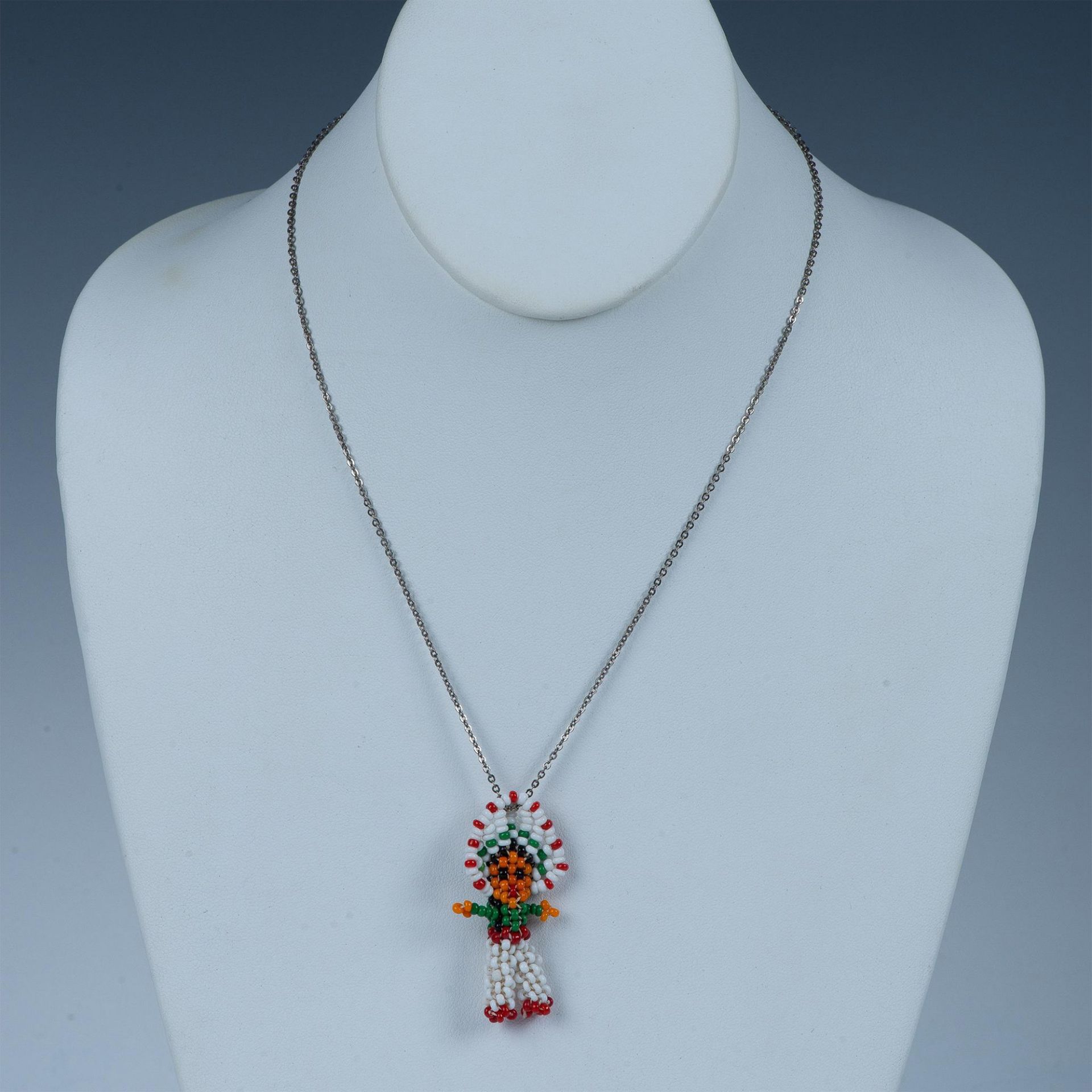 Native American Handmade Beaded Tribal Pendant Necklace - Bild 2 aus 4