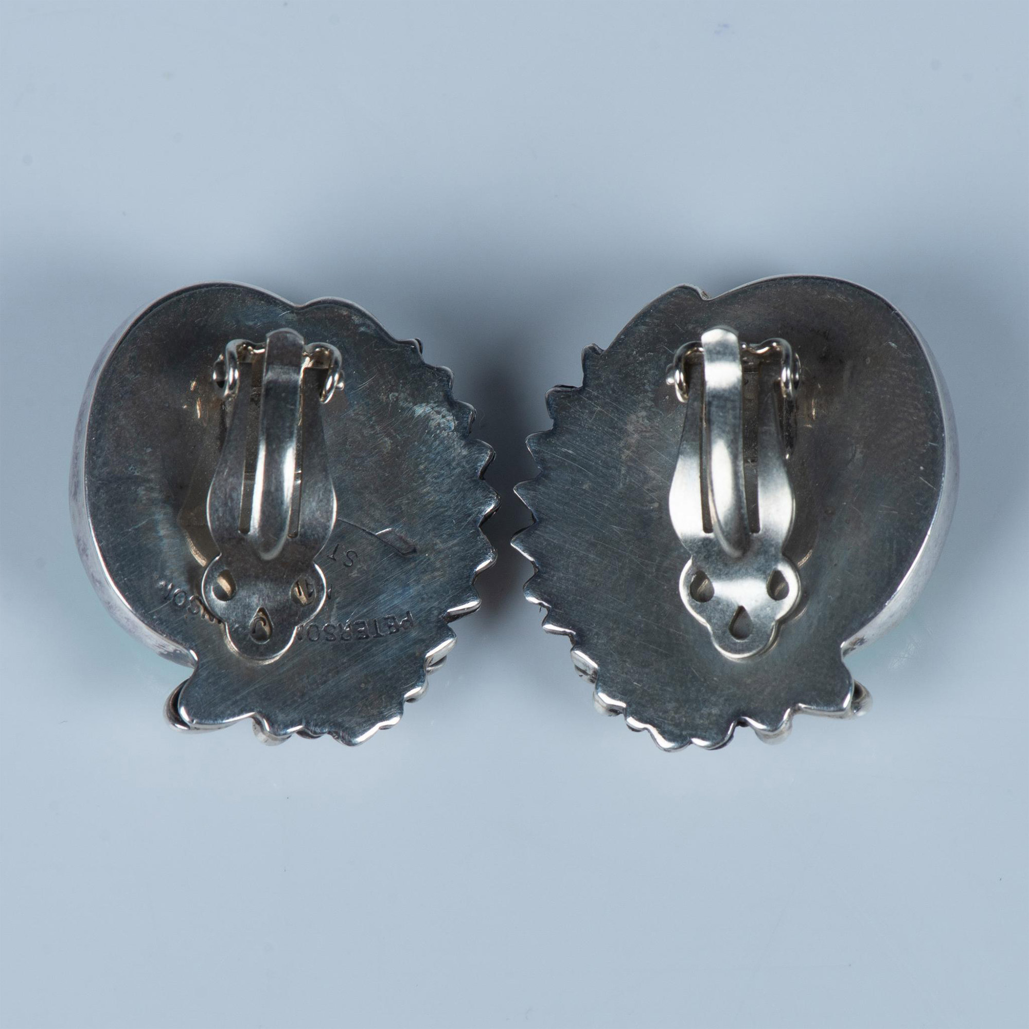 Peterson Johnson Navajo Sterling & Turquoise Clip Earrings - Image 2 of 4