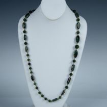 Gorgeous Green Wire Wrapped Art Glass Bead Necklace