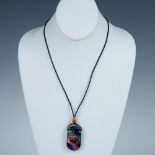 Wire Wrapped Dichroic Fused Glass Pendant Necklace