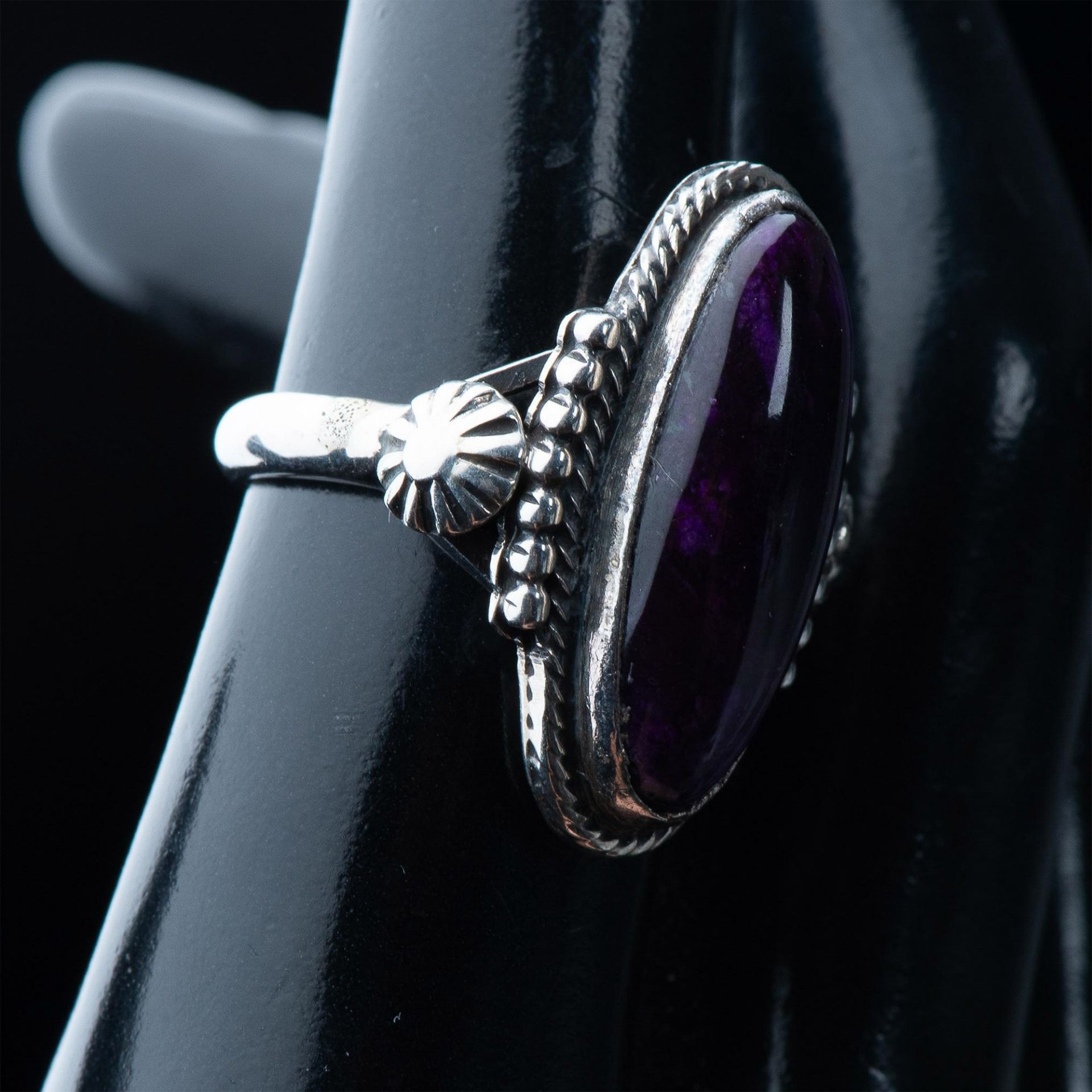 R. Begay Navajo Sterling Silver & Dark Purple Sugilite Ring - Image 2 of 6