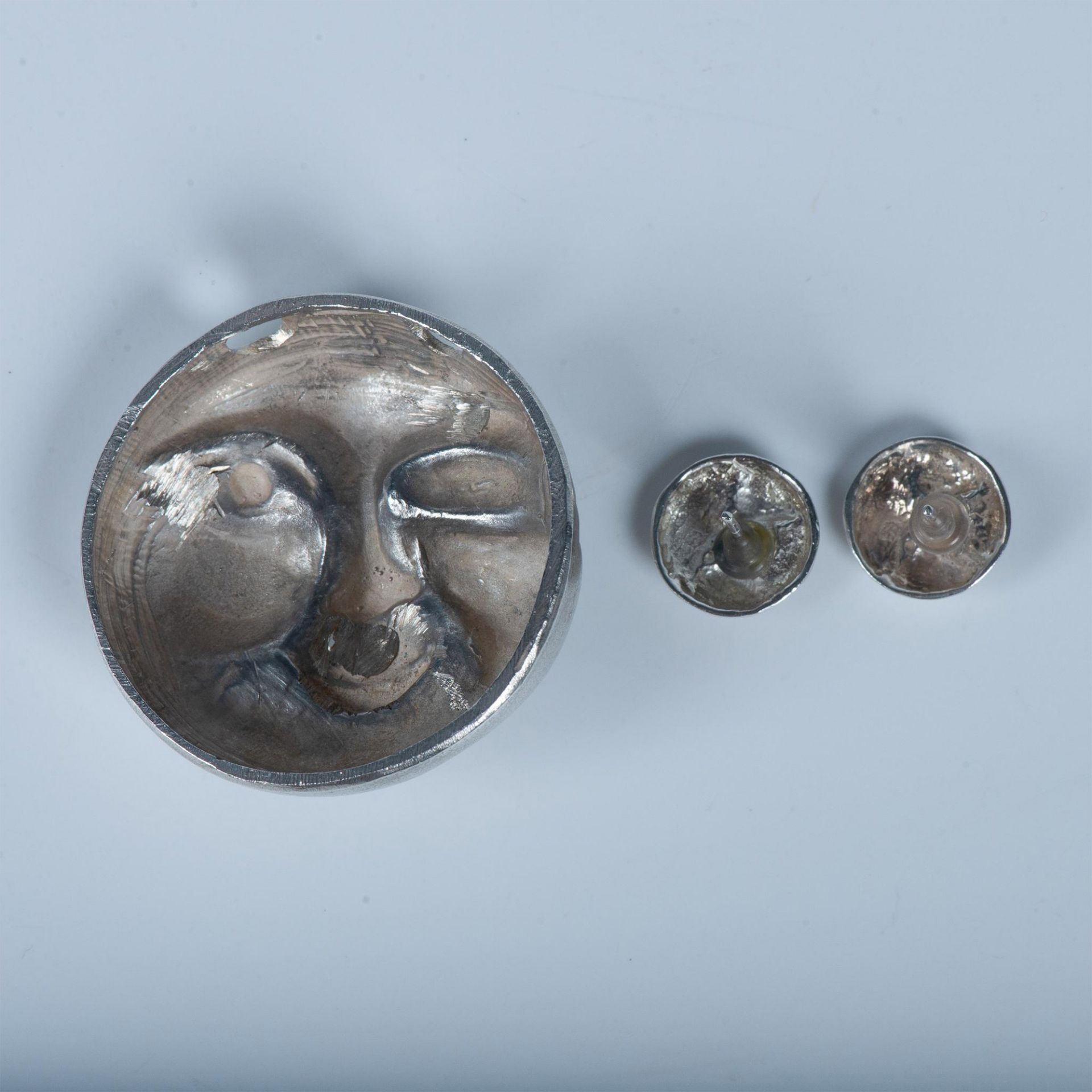 2pc Sterling Silver Man In The Moon Pendant & Earrings - Bild 3 aus 3