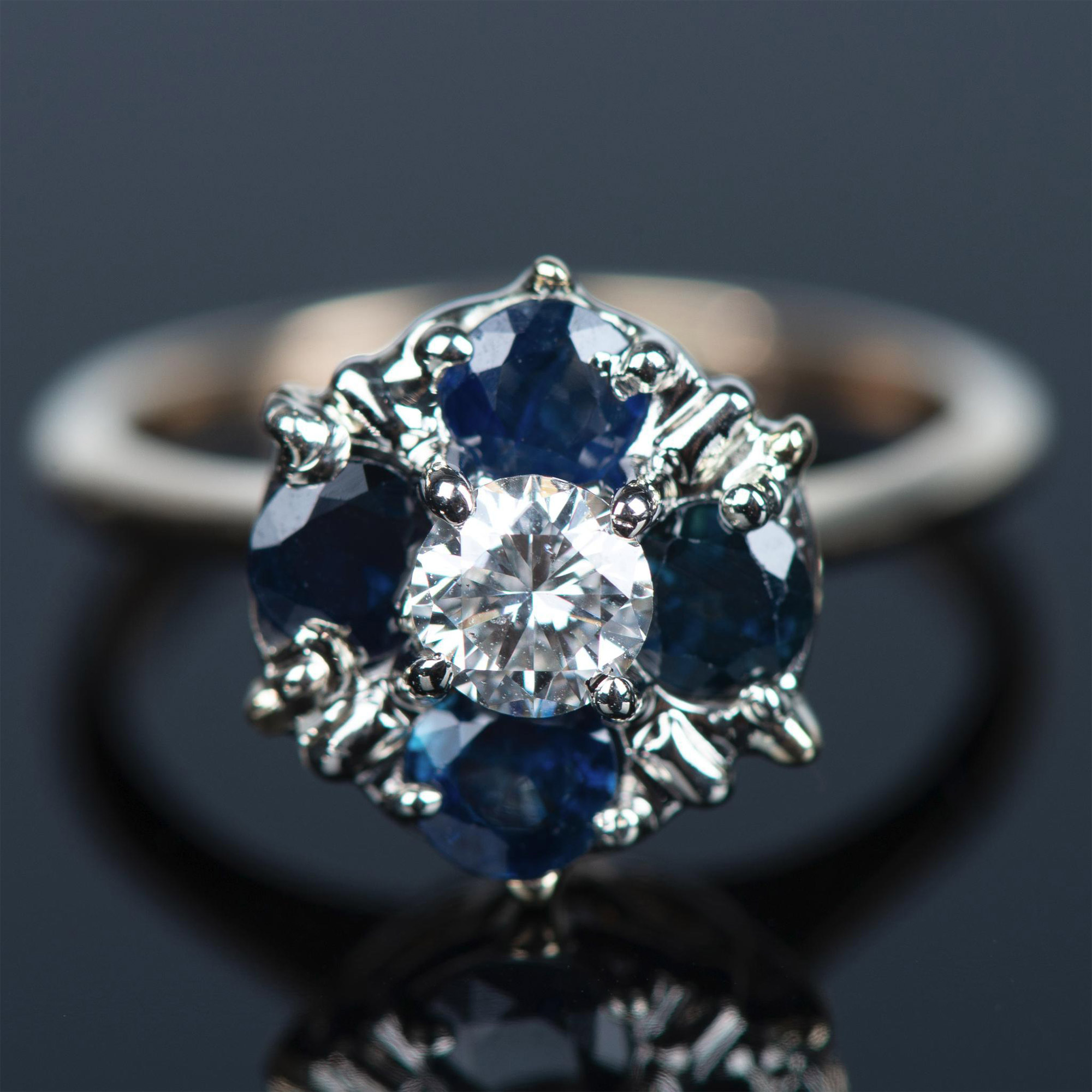 Elegant Two-Tone 14K Gold, Sapphire & Diamond Ring - Image 4 of 9