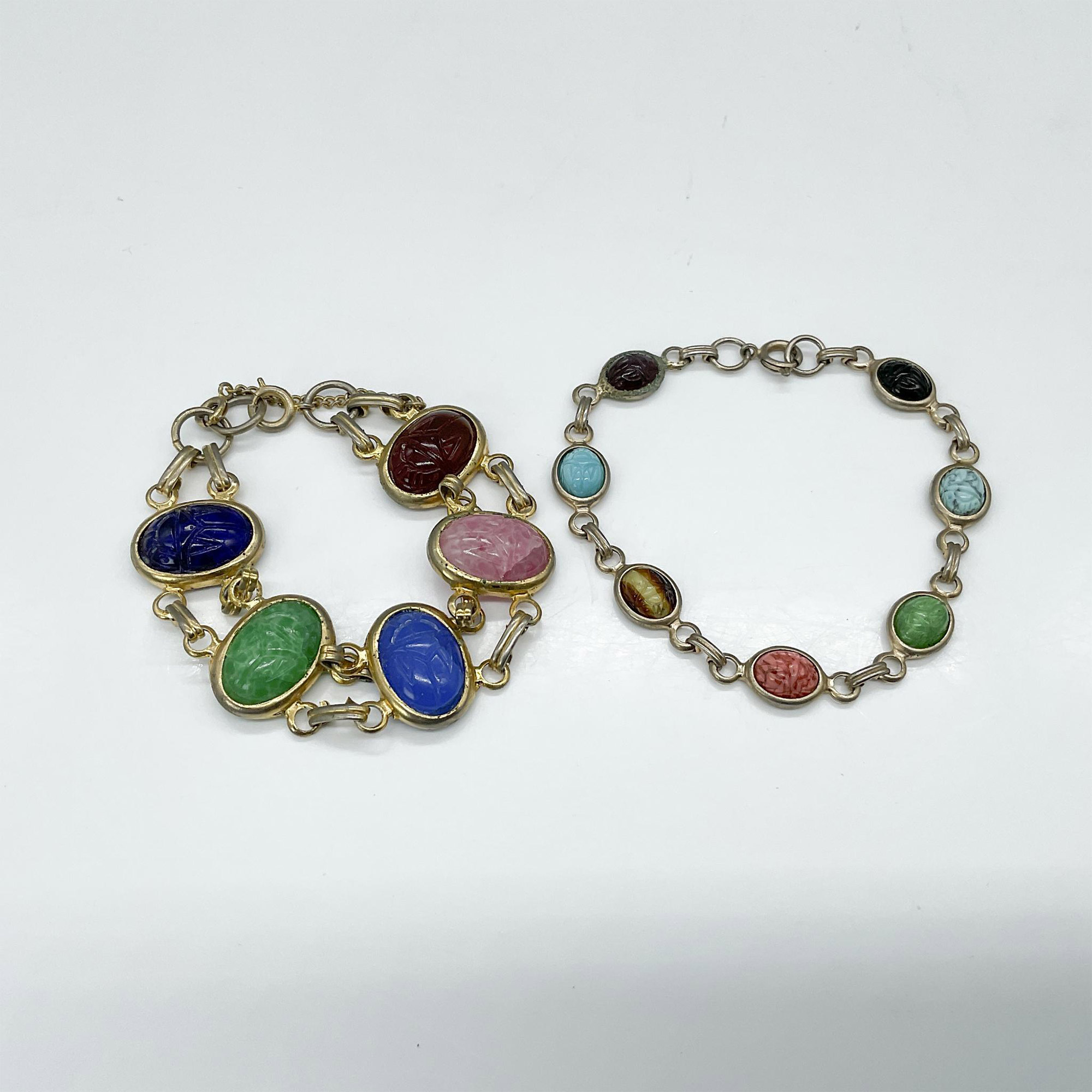 2pc Vintage Egyptian Revival Scarab Bracelets - Bild 3 aus 3