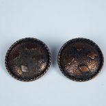 Round Copper Metal Casino Clip-On Earrings