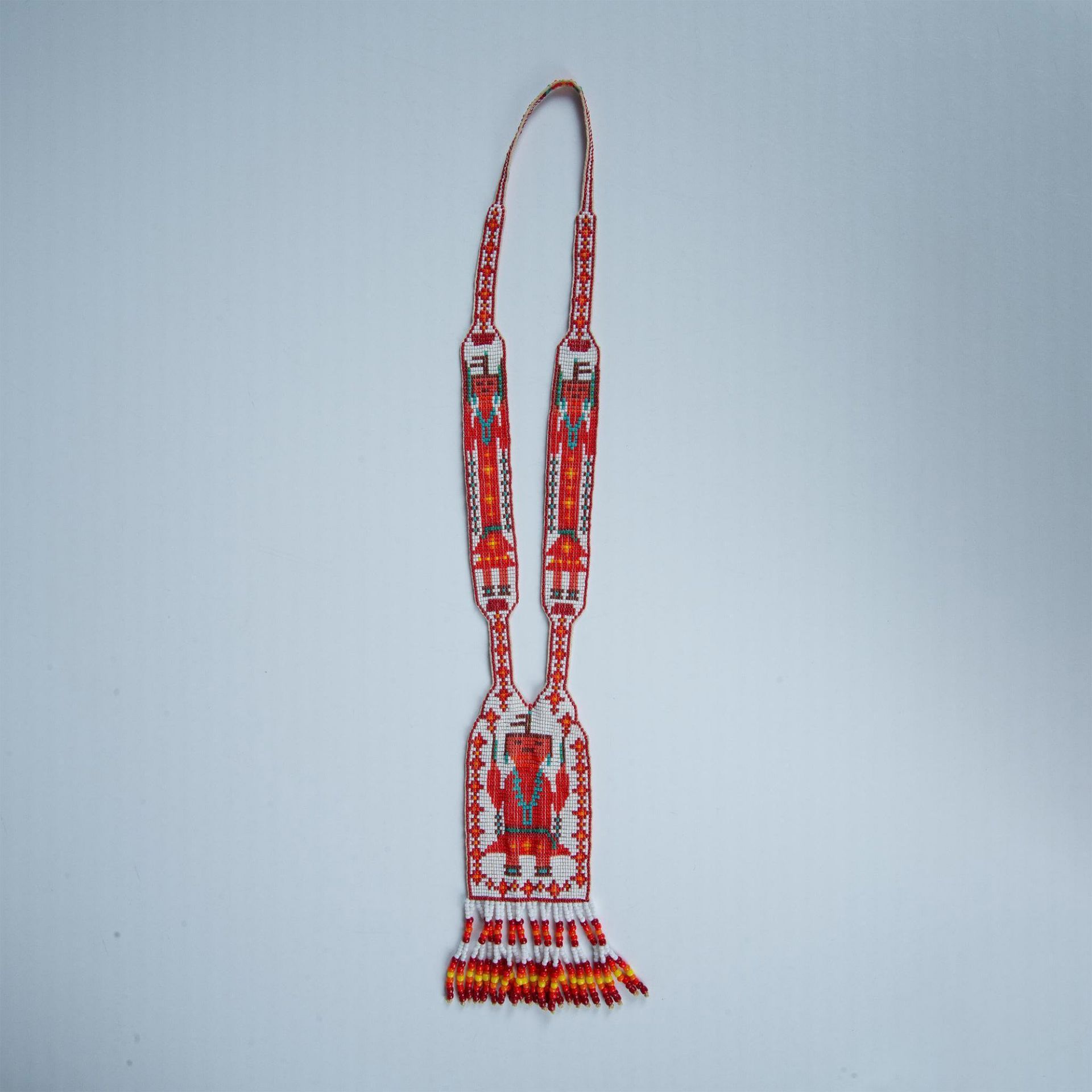 Bold Native American Intricately Hand-Woven Bead Necklace - Image 2 of 4