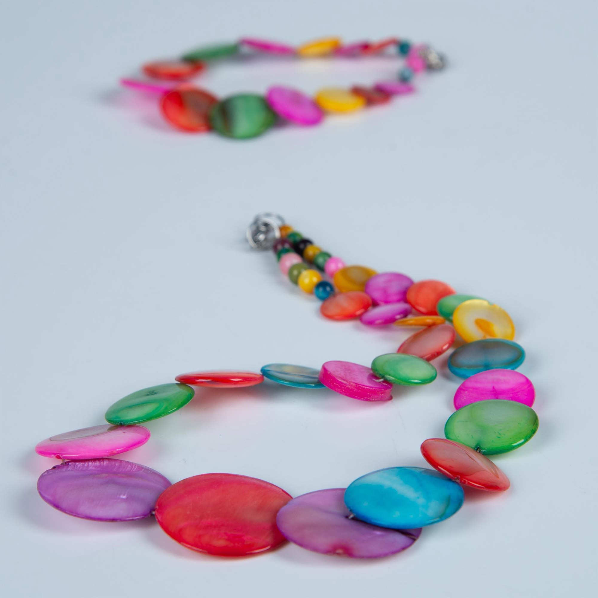 2pc Colorful Graduated Shell Disc Necklace & Bracelet - Bild 3 aus 3