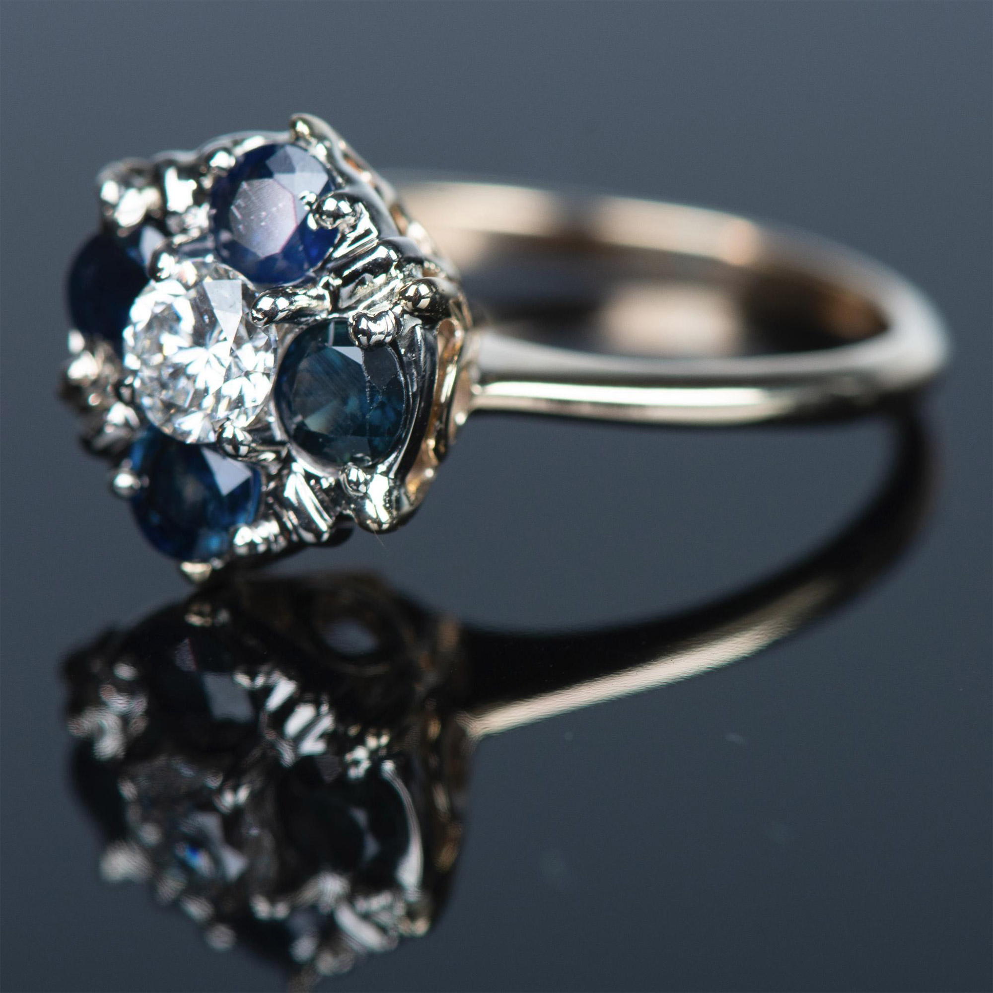 Elegant Two-Tone 14K Gold, Sapphire & Diamond Ring - Image 3 of 9