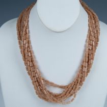 Classy Multi-Strand Beige Bead Necklace