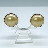 Pair of Pearl Domed Clip Back Earrings w/Gold Toned Setting