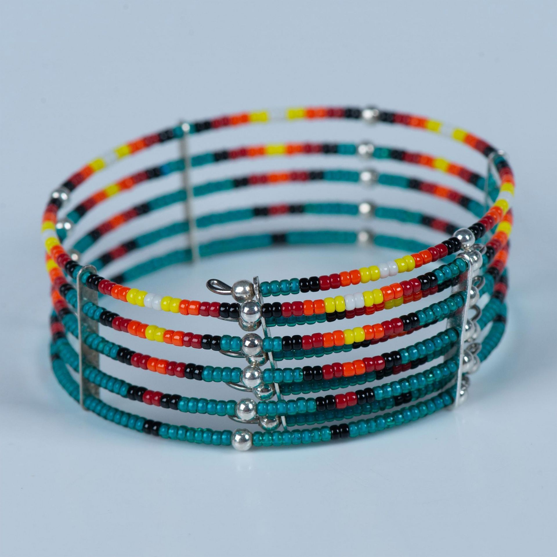 Pretty Native American Handmade Beaded Cuff Bracelet - Bild 2 aus 2