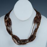 Gorgeous Five-Strand Brown & Bronze Tone Beaded Necklace