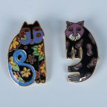 2pc Set of Laurel Burch Cat Brooch Pins