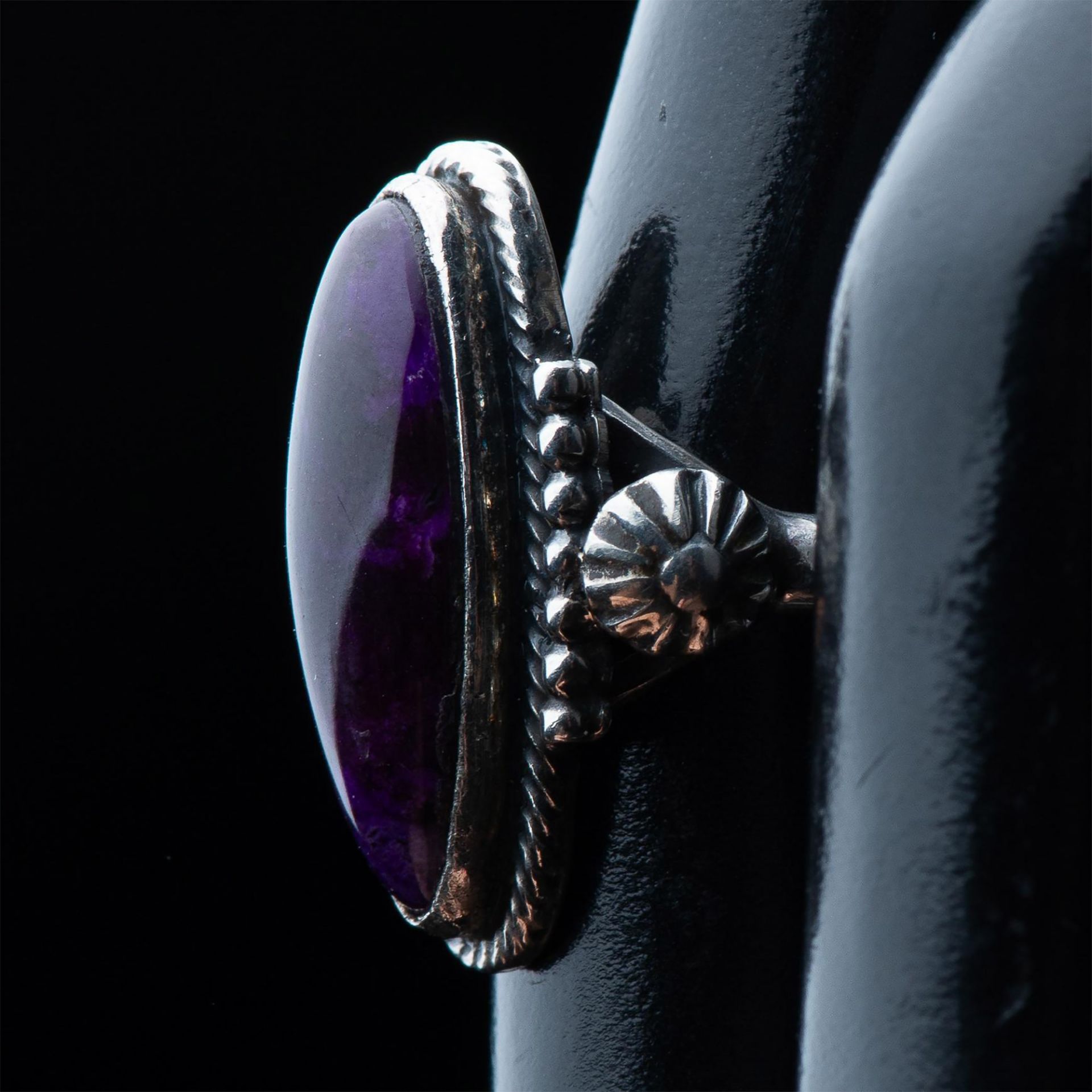 R. Begay Navajo Sterling Silver & Dark Purple Sugilite Ring - Image 3 of 6