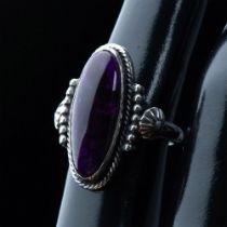 R. Begay Navajo Sterling Silver & Dark Purple Sugilite Ring