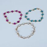 3pc Swarovski Teal, Pink & Clear Crystal Link Bracelets