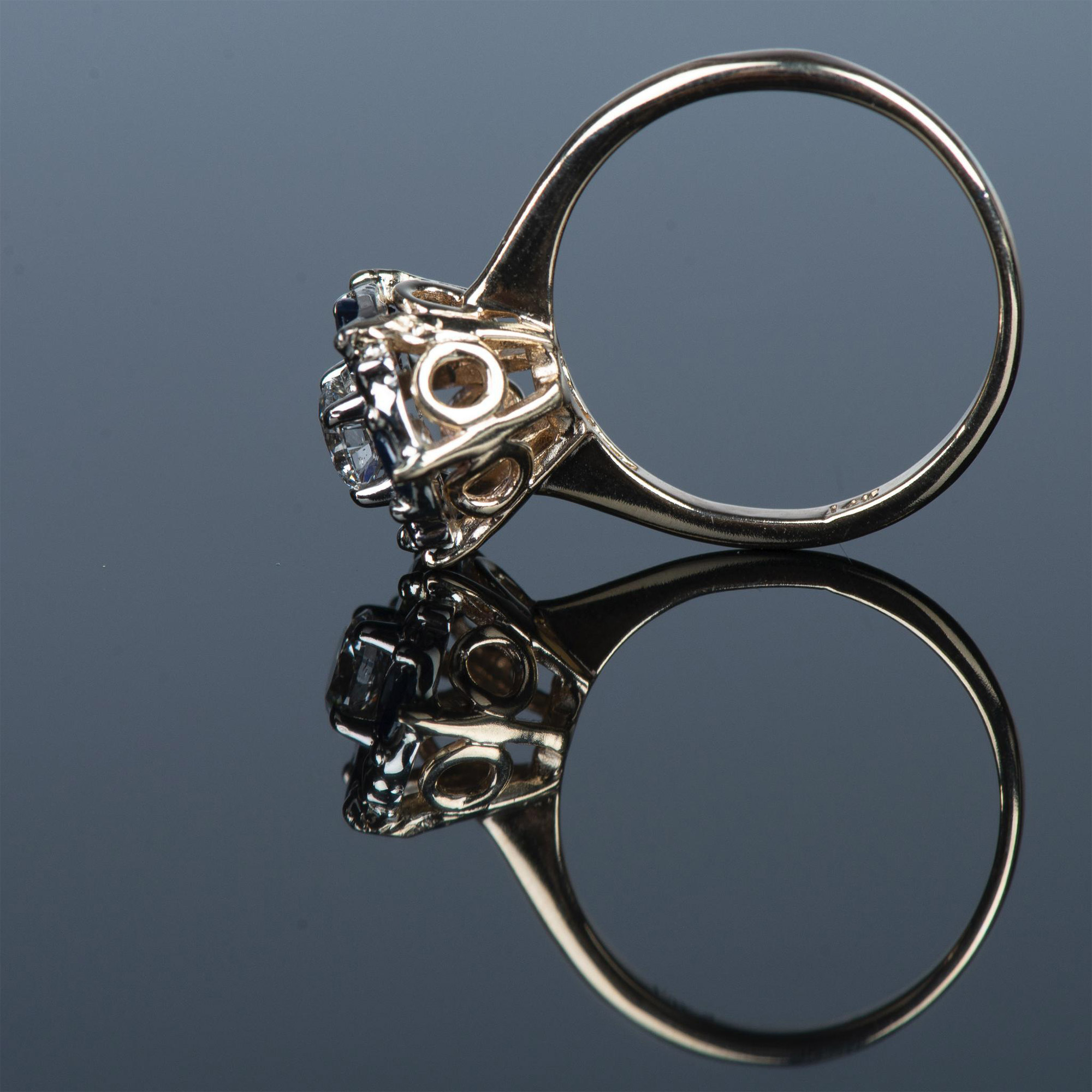 Elegant Two-Tone 14K Gold, Sapphire & Diamond Ring - Image 5 of 9