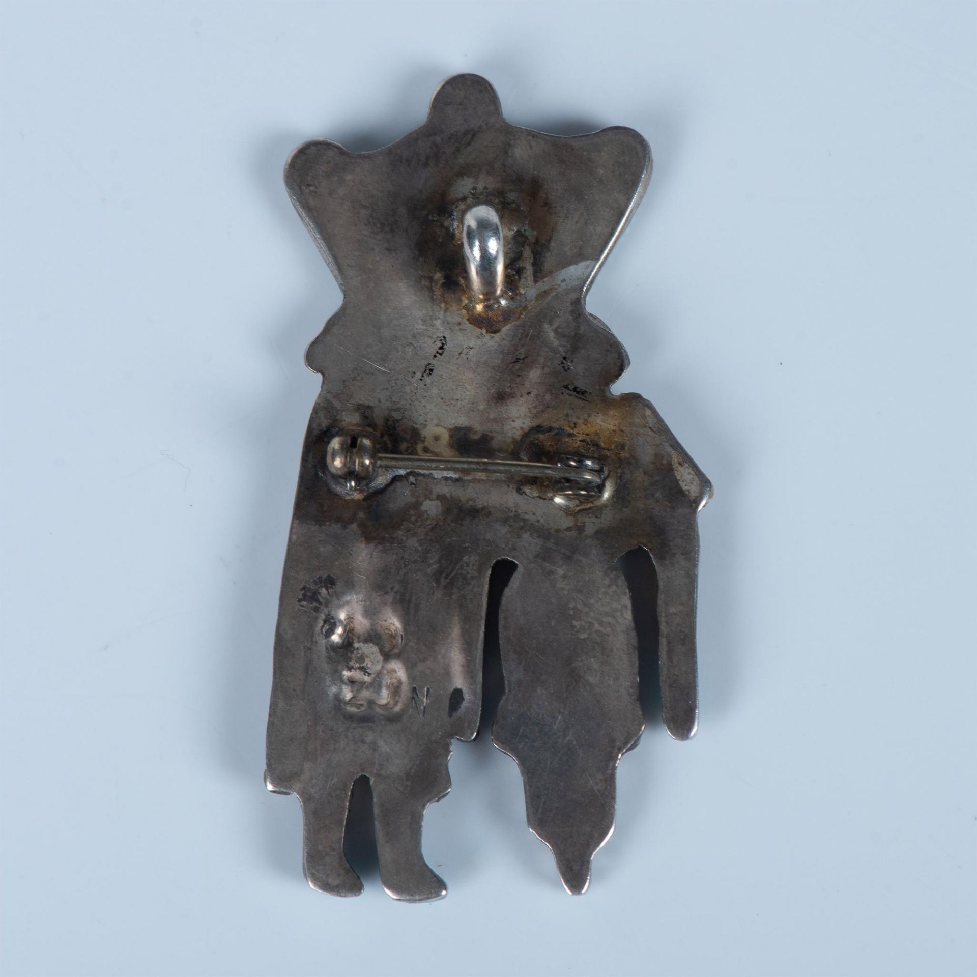 Zuni Sterling & Multi-Stone Inlay Dancing Man Pin Pendant - Image 2 of 4