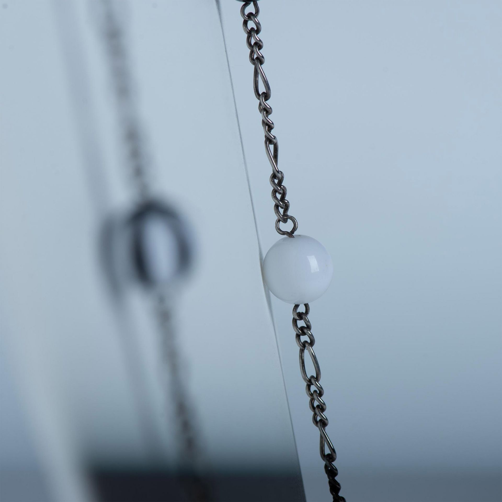 Cute Silver Metal Black & White Beads Necklace - Image 2 of 3