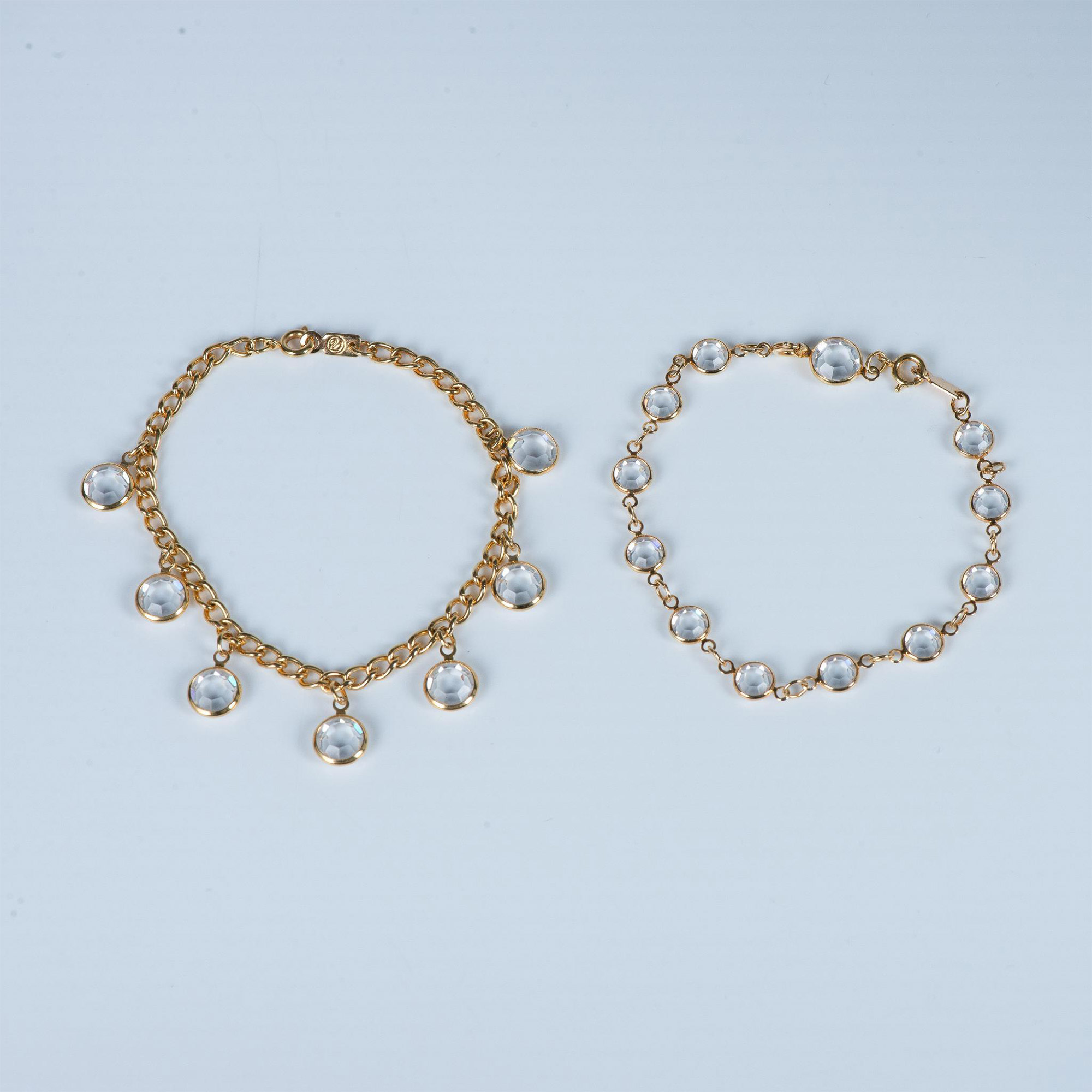 2pc Swarovski Gold-Plated Clear Crystal Bracelets