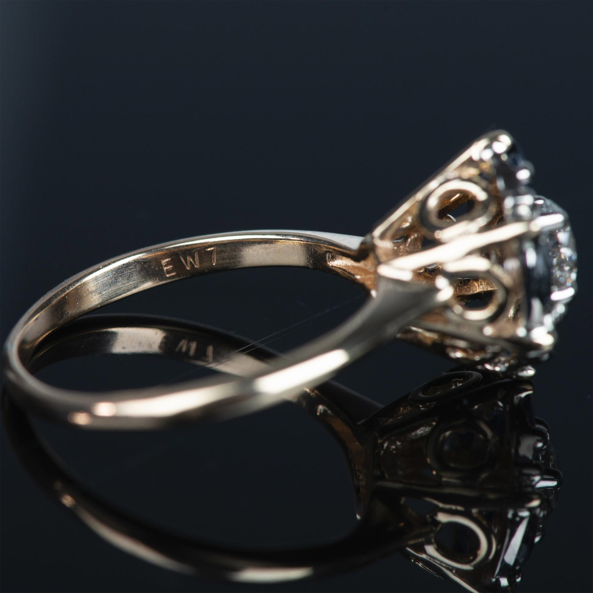 Elegant Two-Tone 14K Gold, Sapphire & Diamond Ring - Image 9 of 9