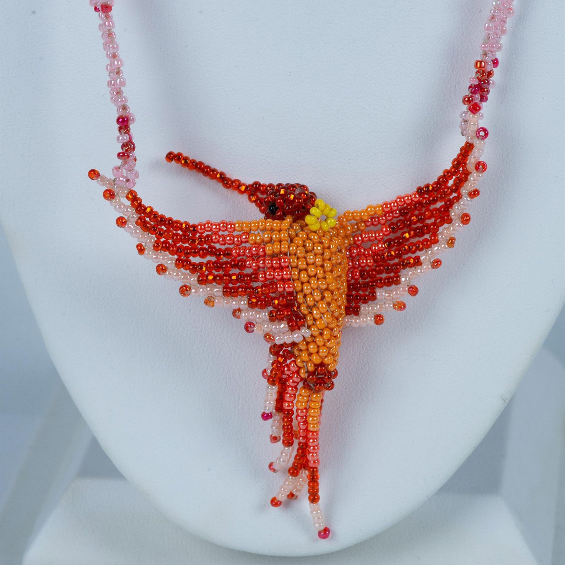 Native American Hand-Woven Beaded Hummingbird Necklace - Image 3 of 5
