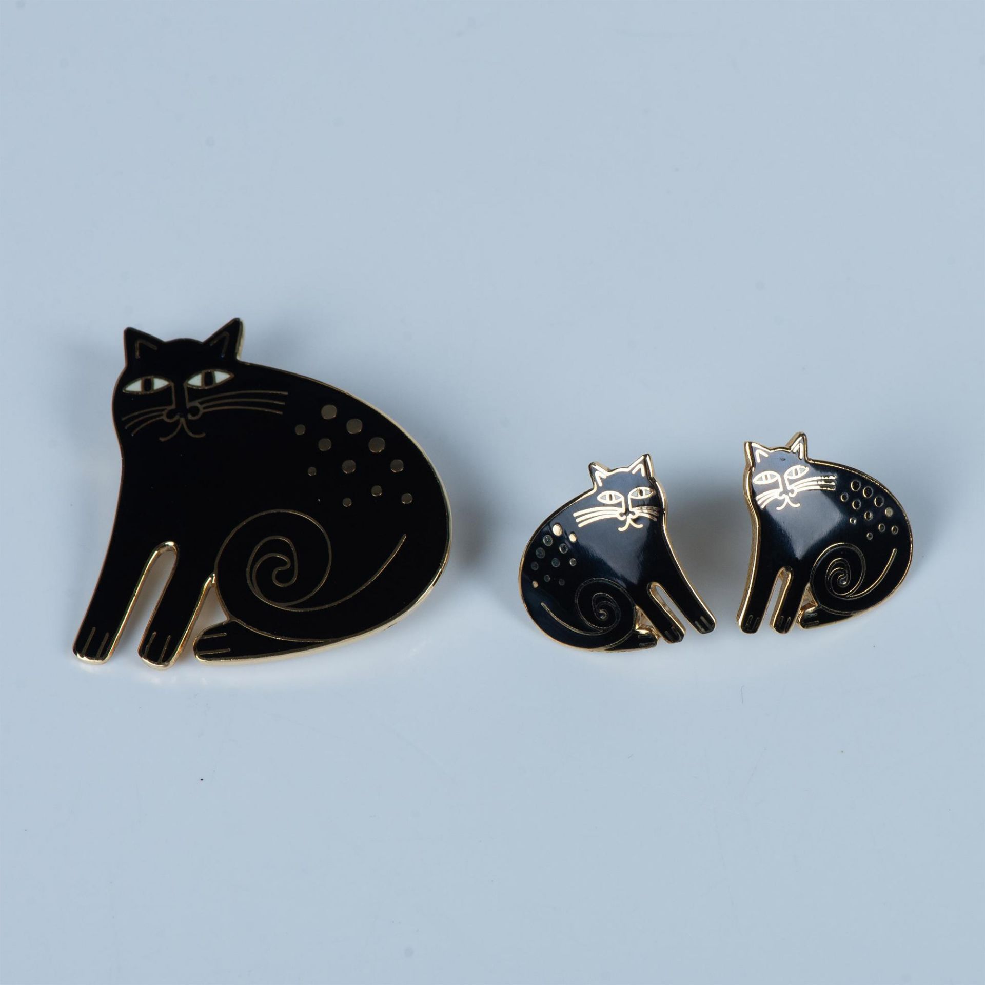 2pc Set Laurel Burch Keshire Cat Pin & Clip-On Earrings - Image 2 of 6