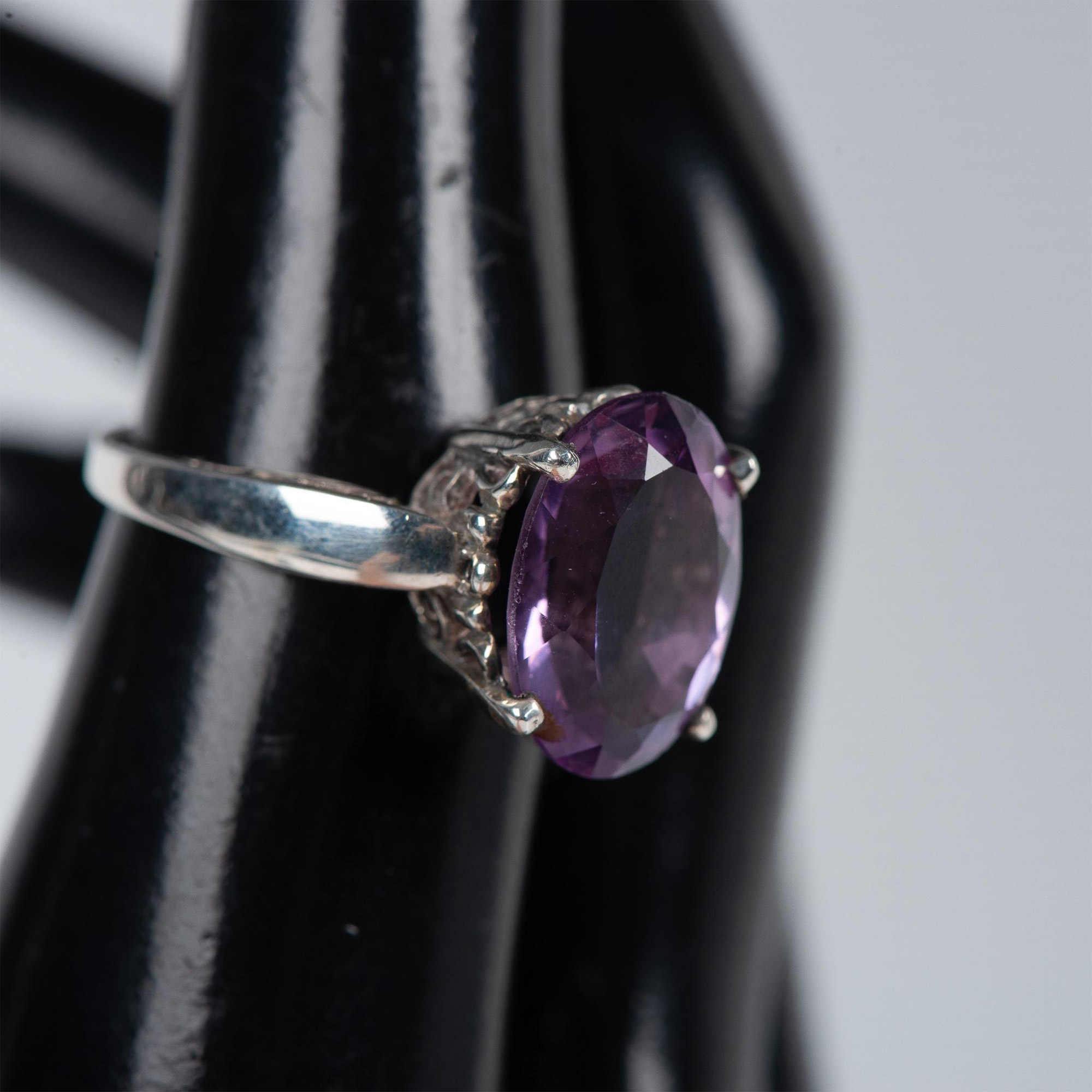 Fabulous Hand Crafted Kabana Sterling Silver & Amethyst Ring - Image 5 of 7