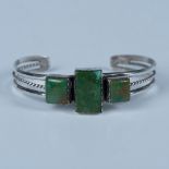 Native American Sterling & Green Turquoise Cuff Bracelet