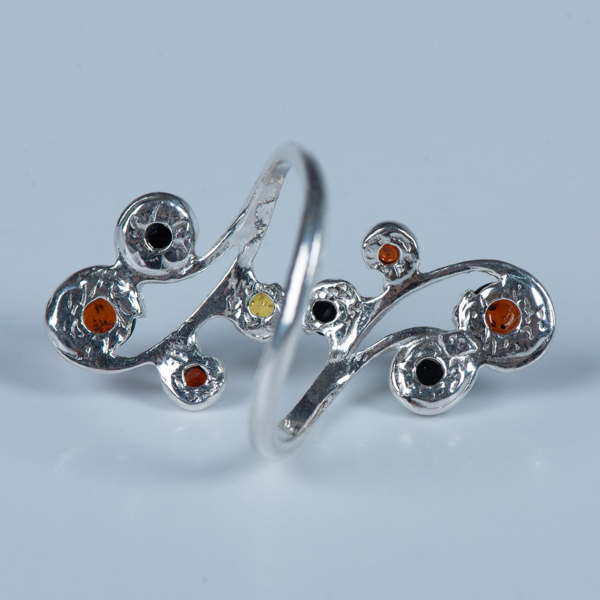 Exquisite Sterling Silver & Multi-Color Amber Ring - Bild 2 aus 4