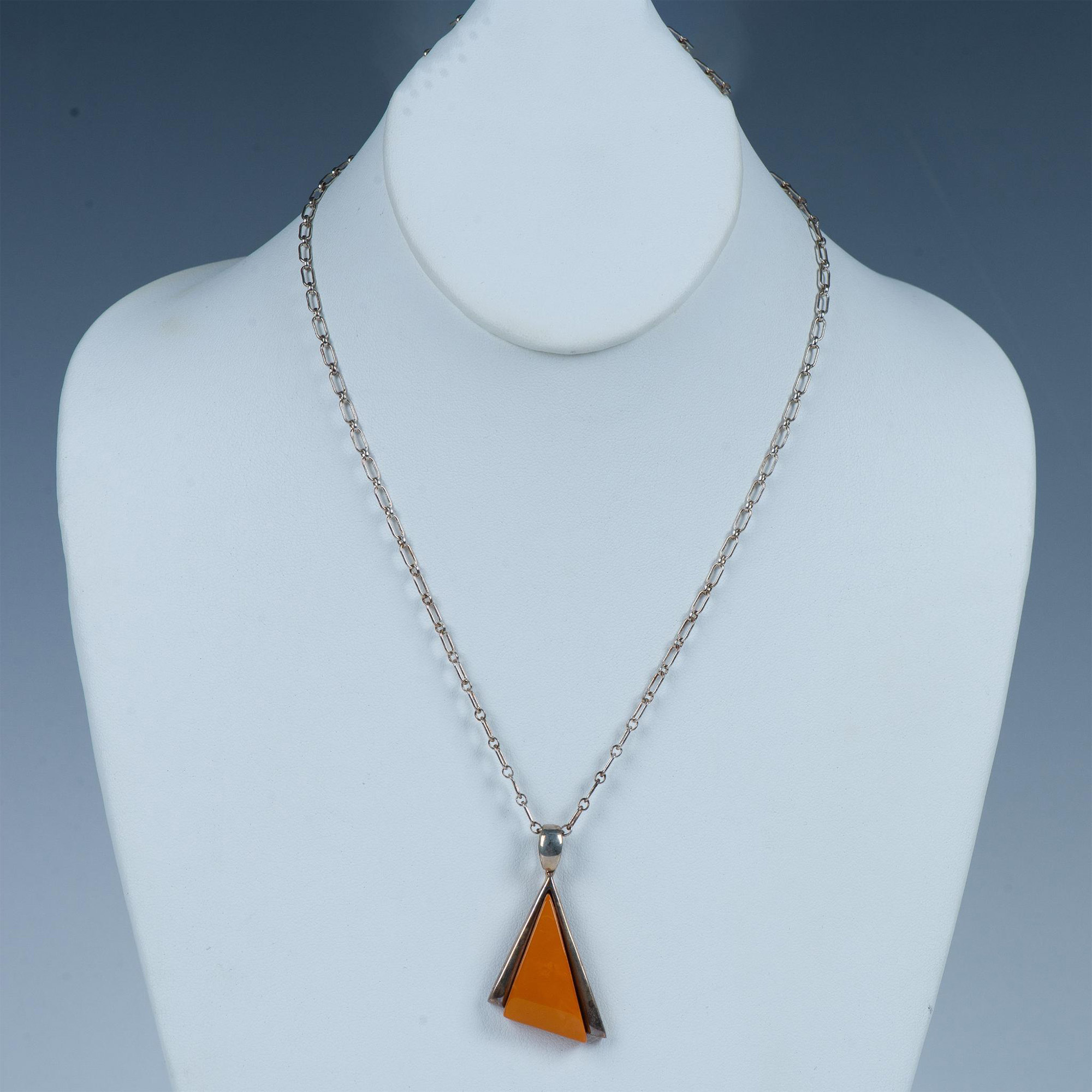 2pc Contemporary Sterling & Baltic Amber Necklace and Ring - Image 3 of 10