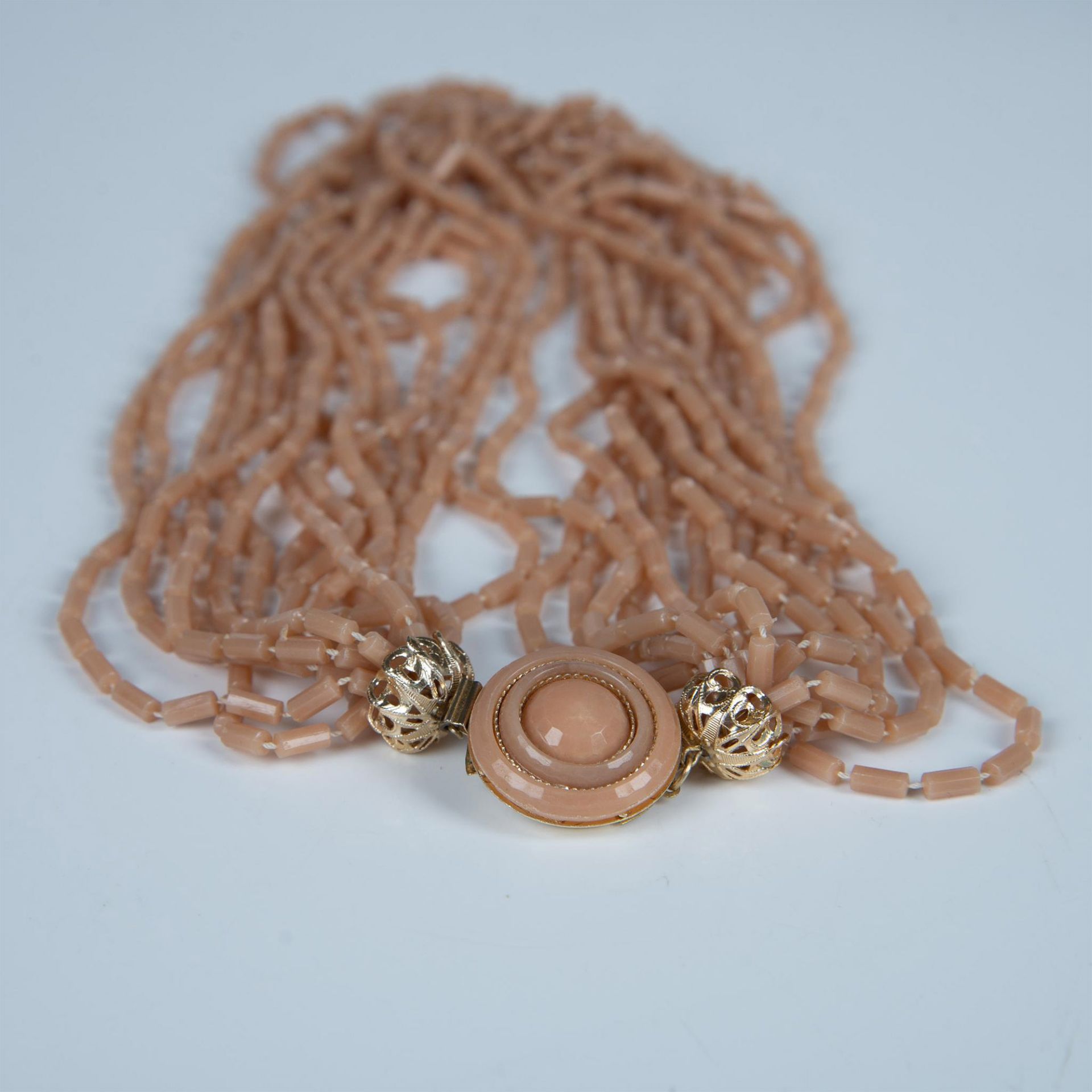 Classy Multi-Strand Beige Bead Necklace - Image 3 of 4