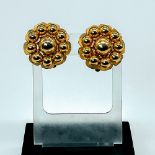 Vintage Gold Tone Floral Cluster Clip On Earrings