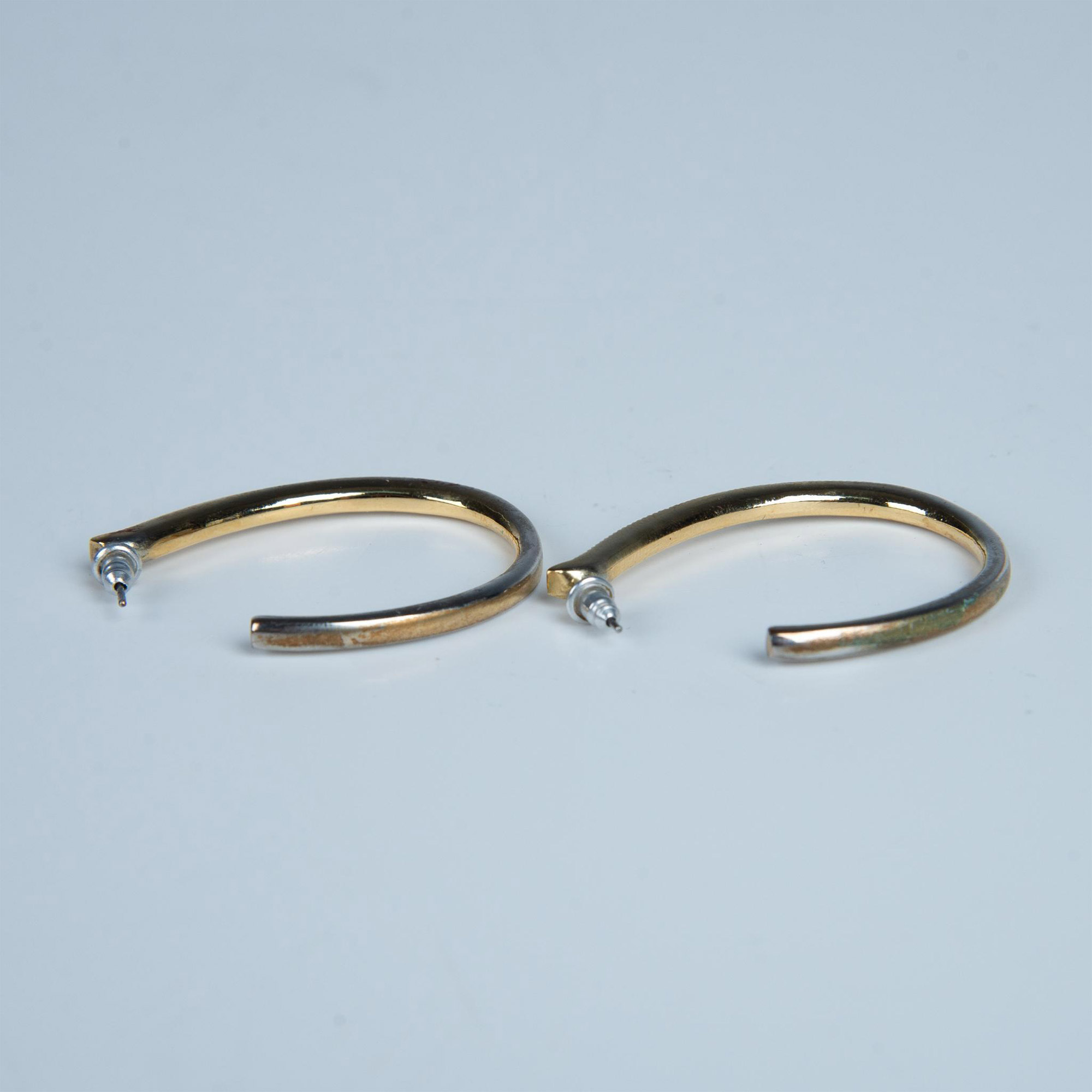 Chic Gold Metal & Crystal J-Hoop Earrings - Image 5 of 5