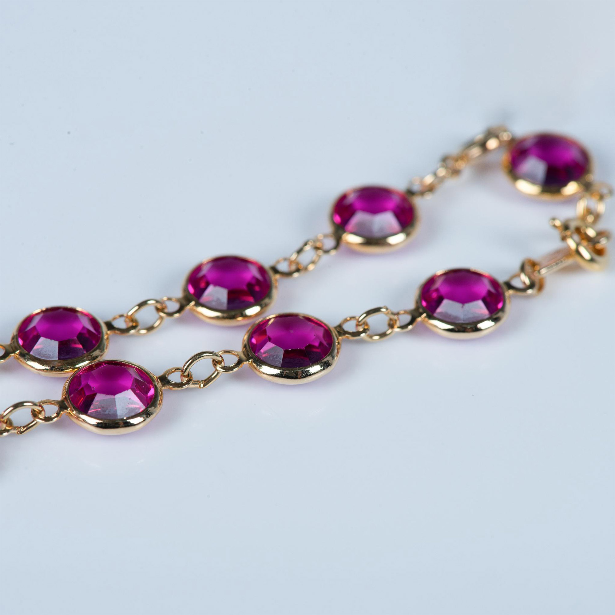 3pc Swarovski Teal, Pink & Clear Crystal Link Bracelets - Image 4 of 5