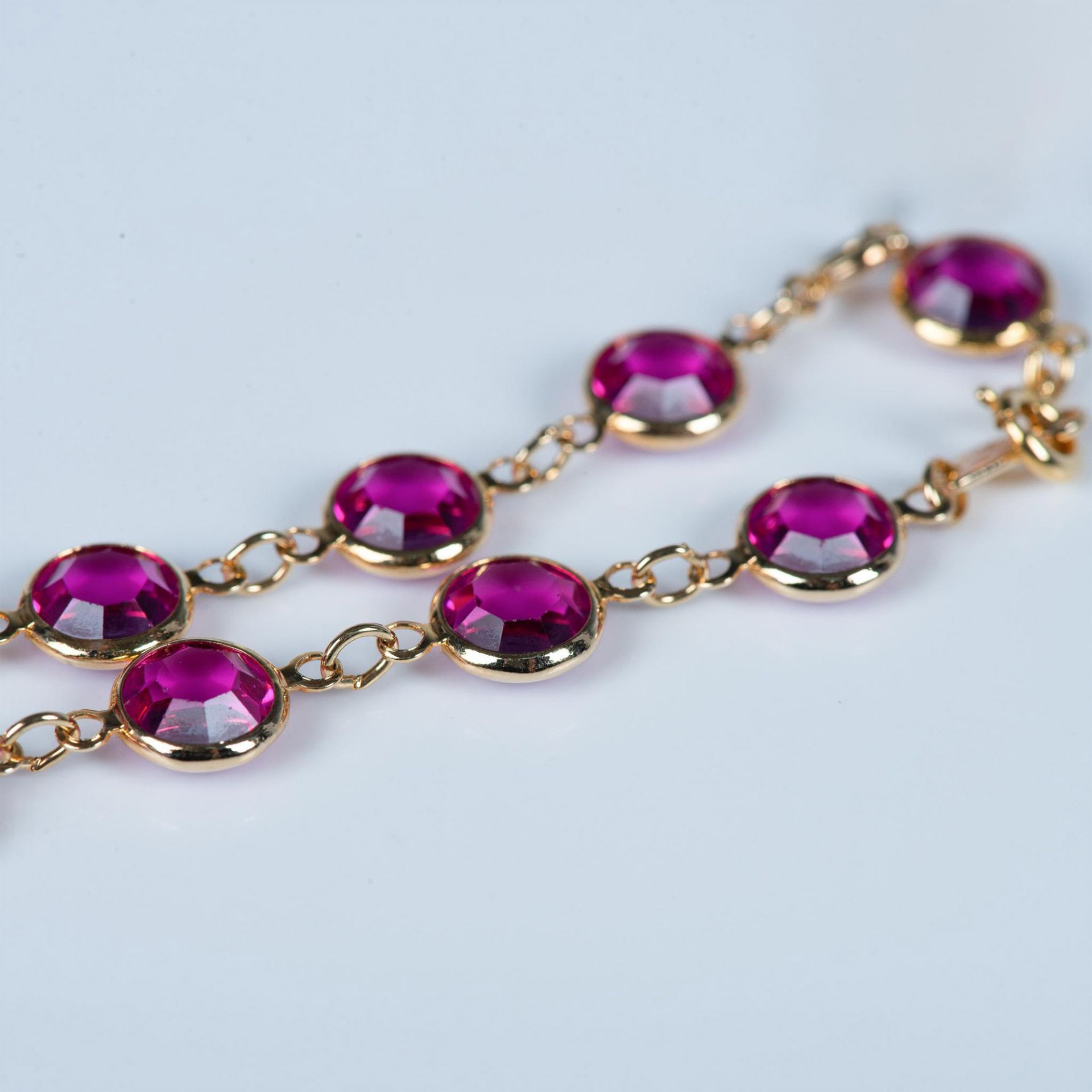 3pc Swarovski Teal, Pink & Clear Crystal Link Bracelets - Bild 4 aus 5