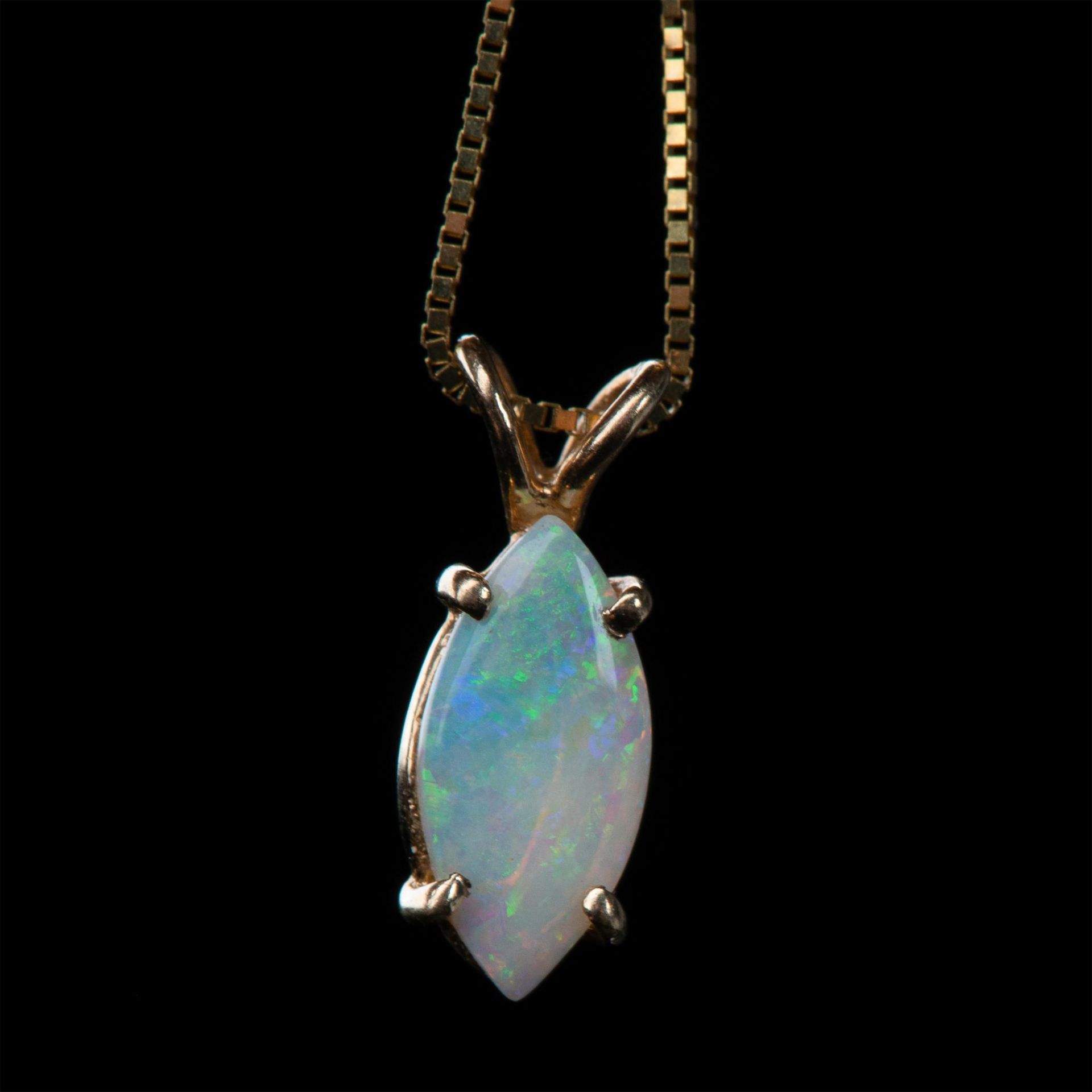 Delicate 14K Yellow Gold and Opal Necklace - Image 3 of 5