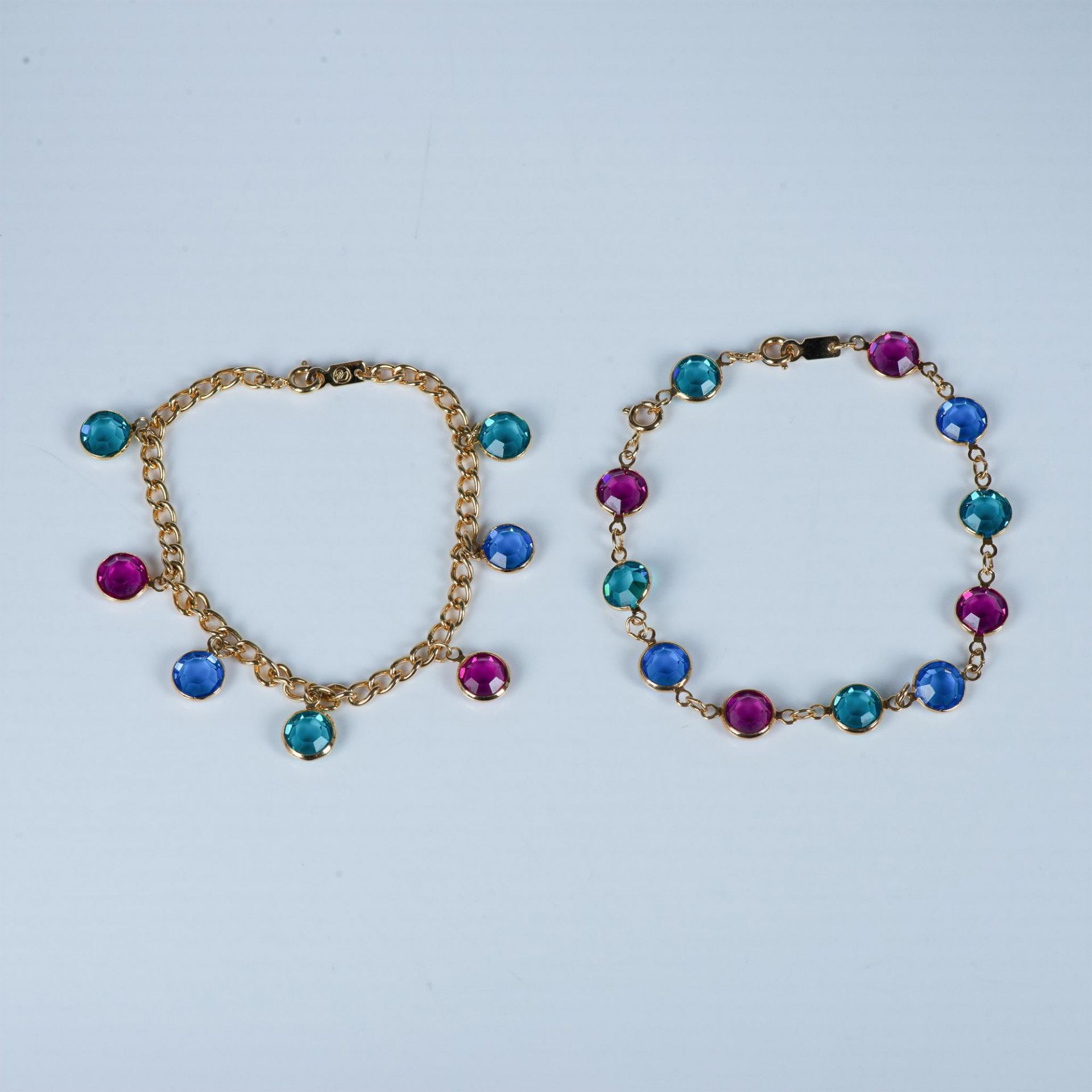 2pc Swarovski Gold-Plated Multicolor Crystal Bracelets
