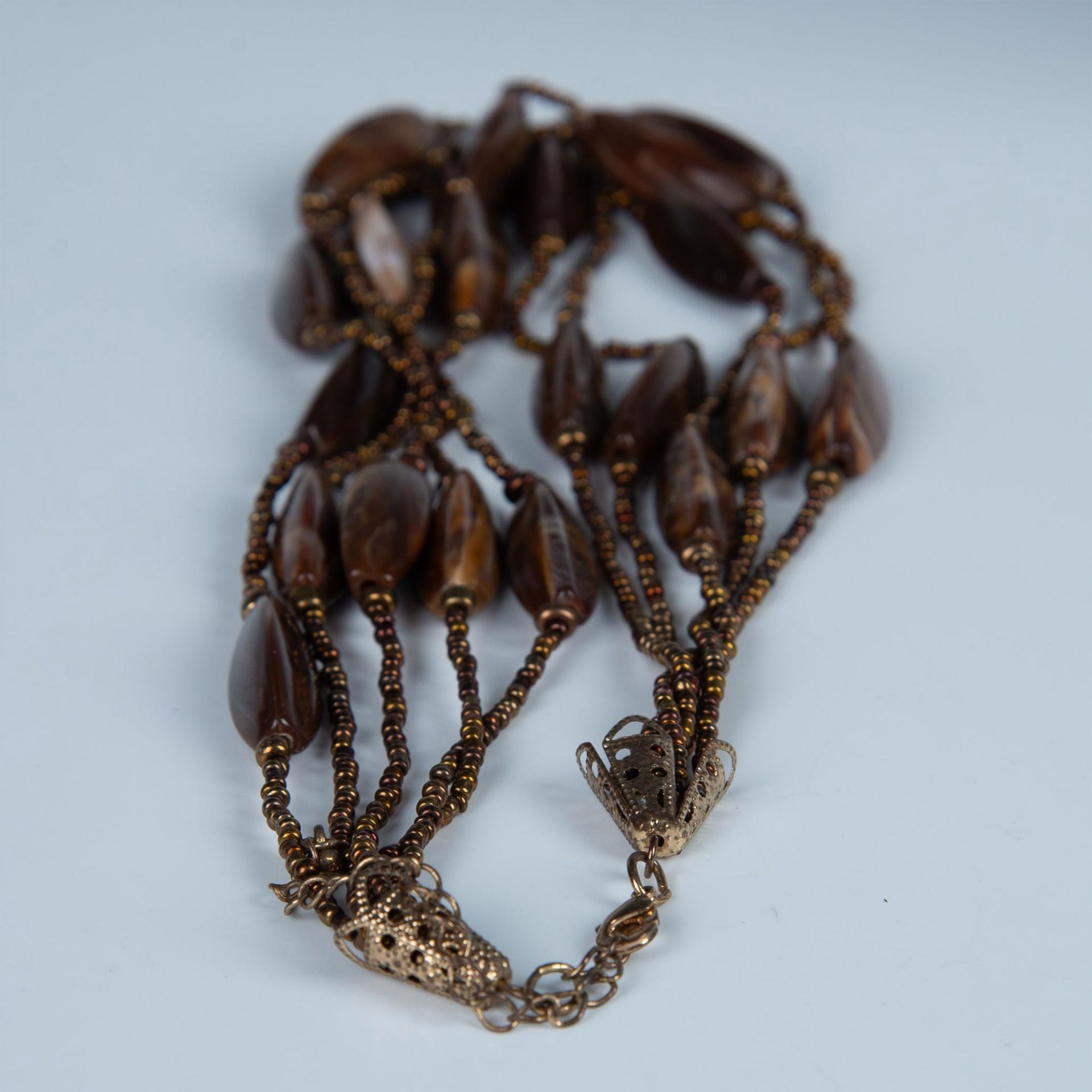 Gorgeous Five-Strand Brown & Bronze Tone Beaded Necklace - Image 3 of 3