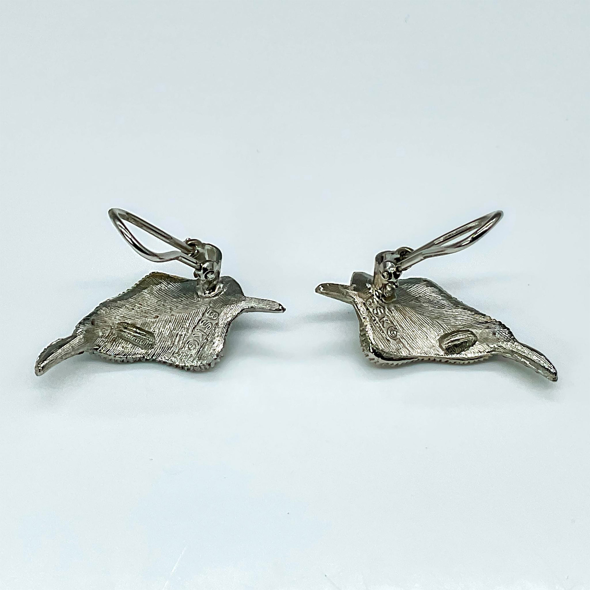 Pair of BSK Vintage Clip-On Silver-Toned Leaf Earrings - Image 3 of 3